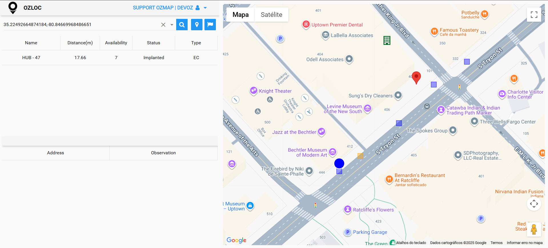 Selecting the connector pole in OZloc