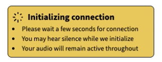 PatchThru panel with yellow ‘Initializing connection’ box explaining the connection is being set up.