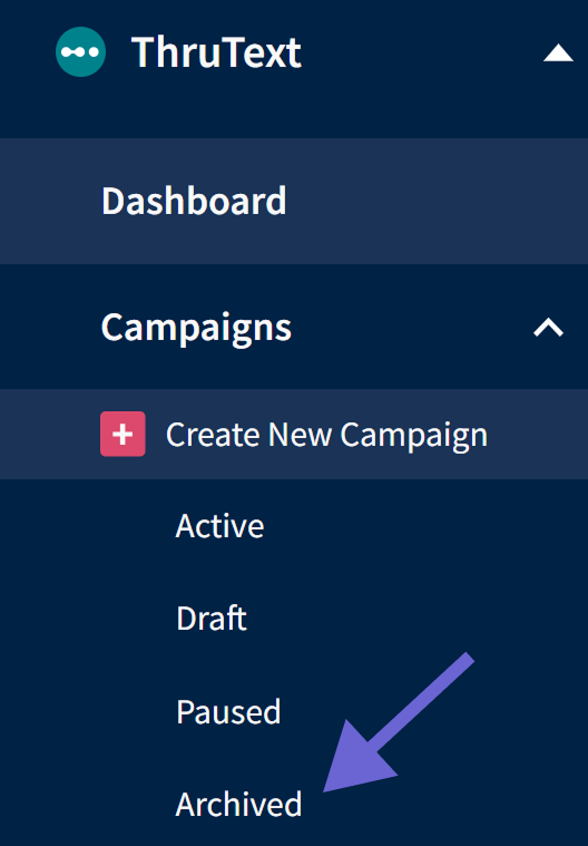 Sidebar menu item for the ThruText Archive link