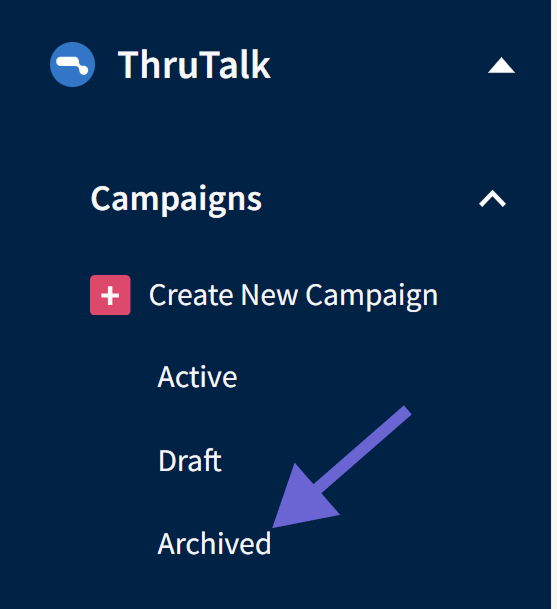 Sidebar menu item for the ThruTalk Archive link