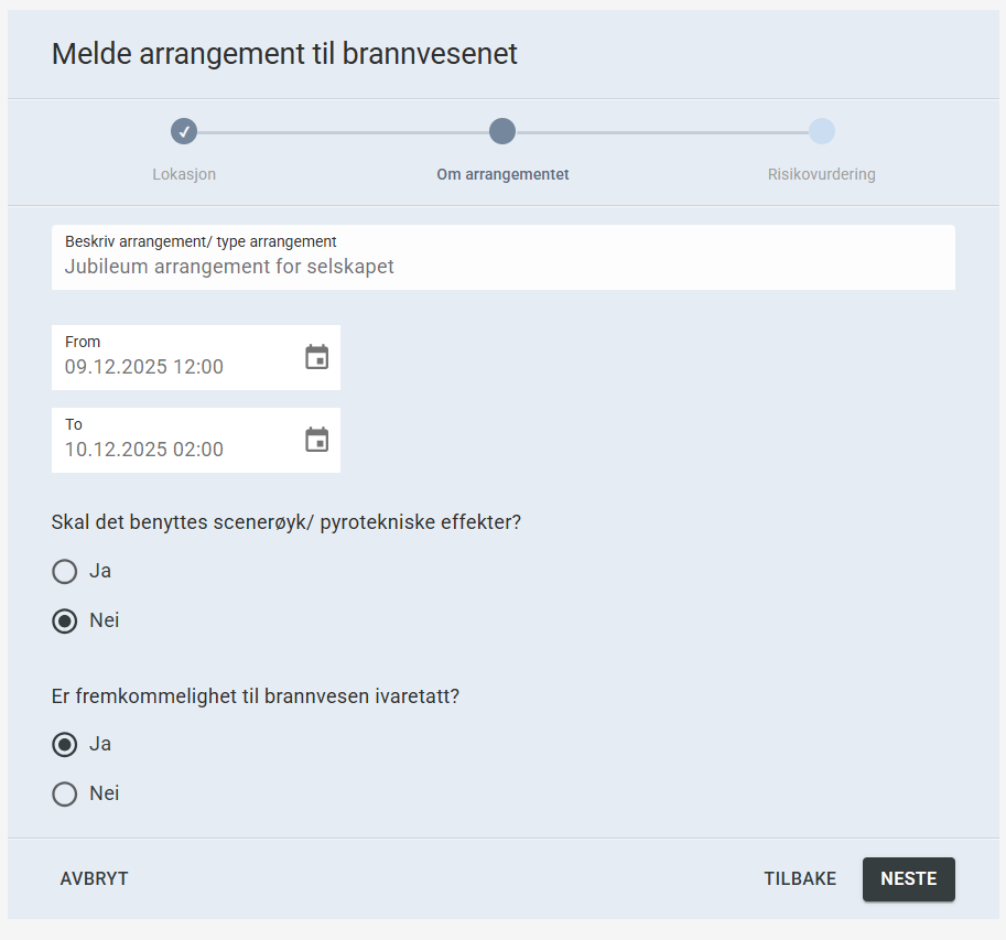Bildeutsnitt - informasjon om arrangementet.
