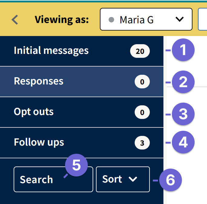 Screenshot of the Admin Messenger left sidebar
