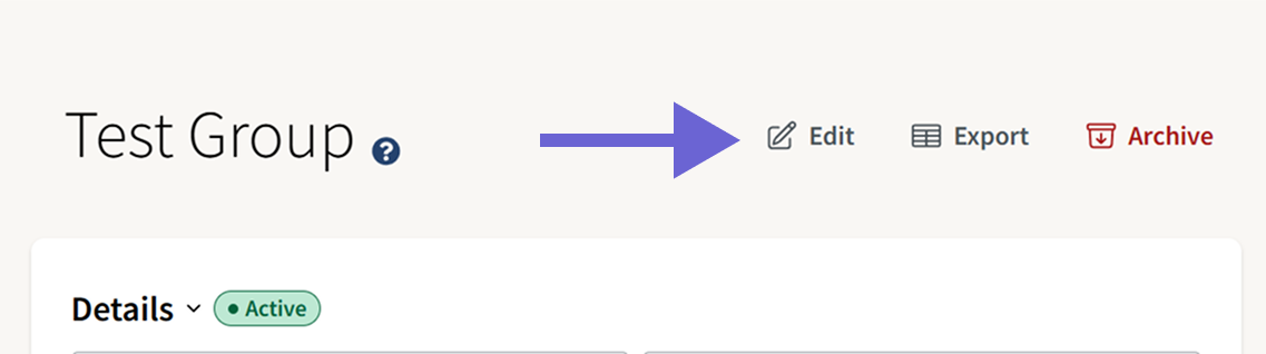 Action buttons of a red "Archive" button, grey "Edit" button and grey "Export" button