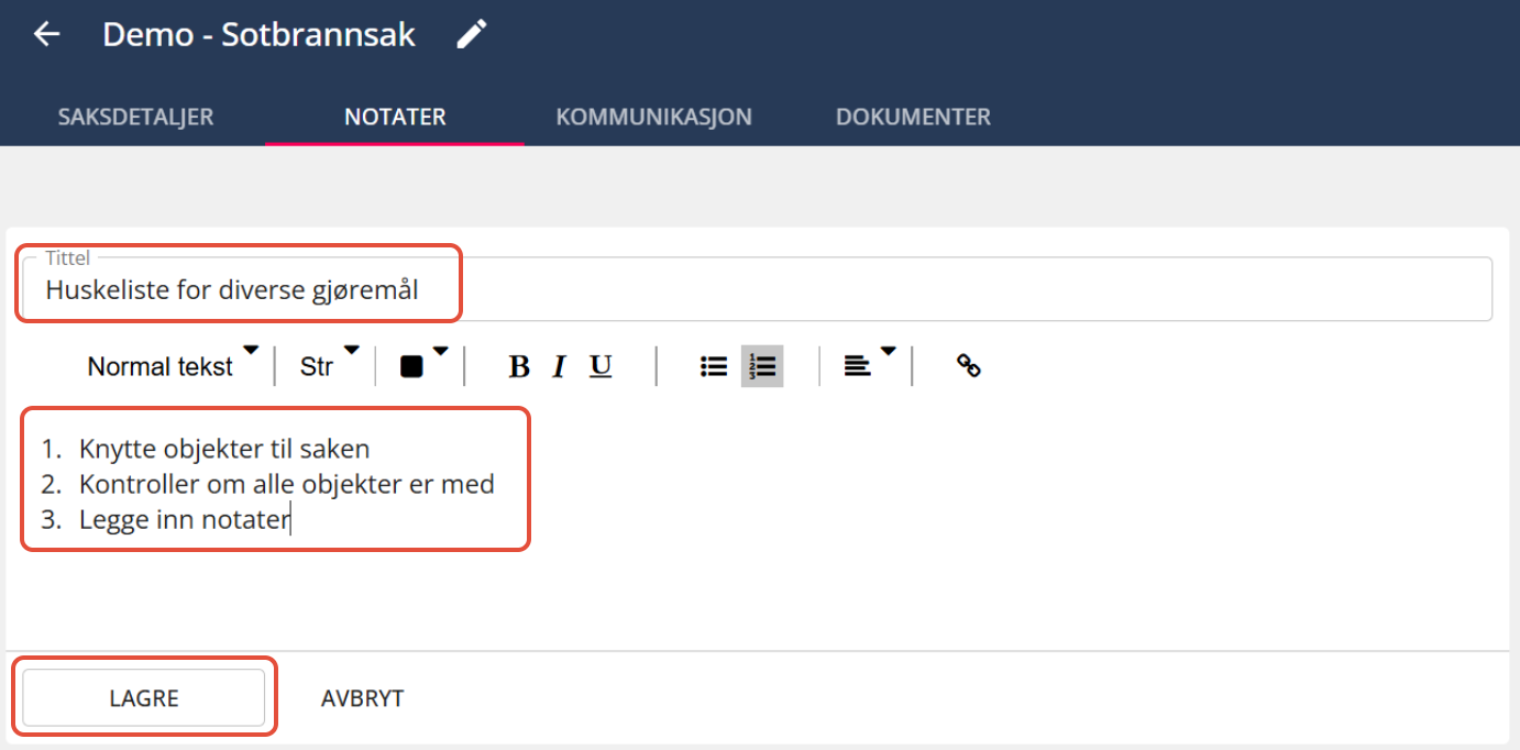 Bildetekst: Legge inn tekst og trykk Lagre