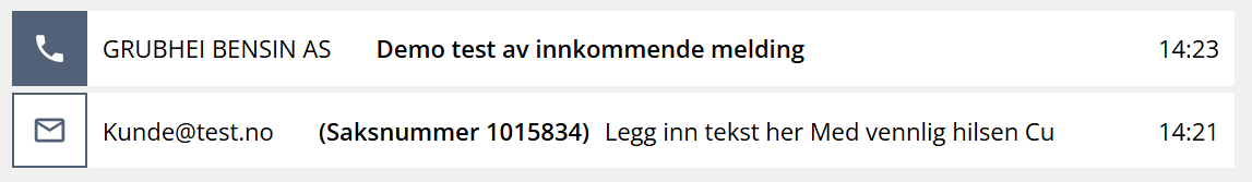 Bildetekst: Innkommende meldinger har bakgrunnsfarge