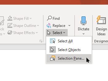 Click Select, then Selection Pane