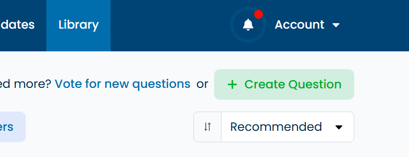 Create Question button on the Library page