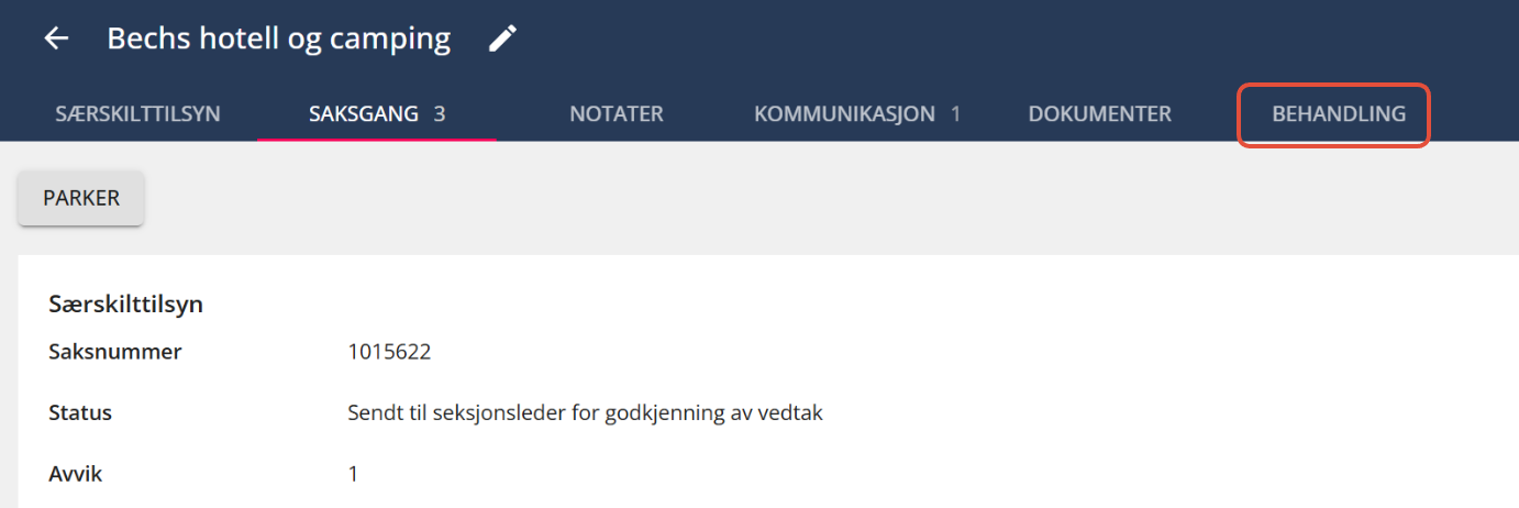 Bildetekst: Gå til fanen behandling