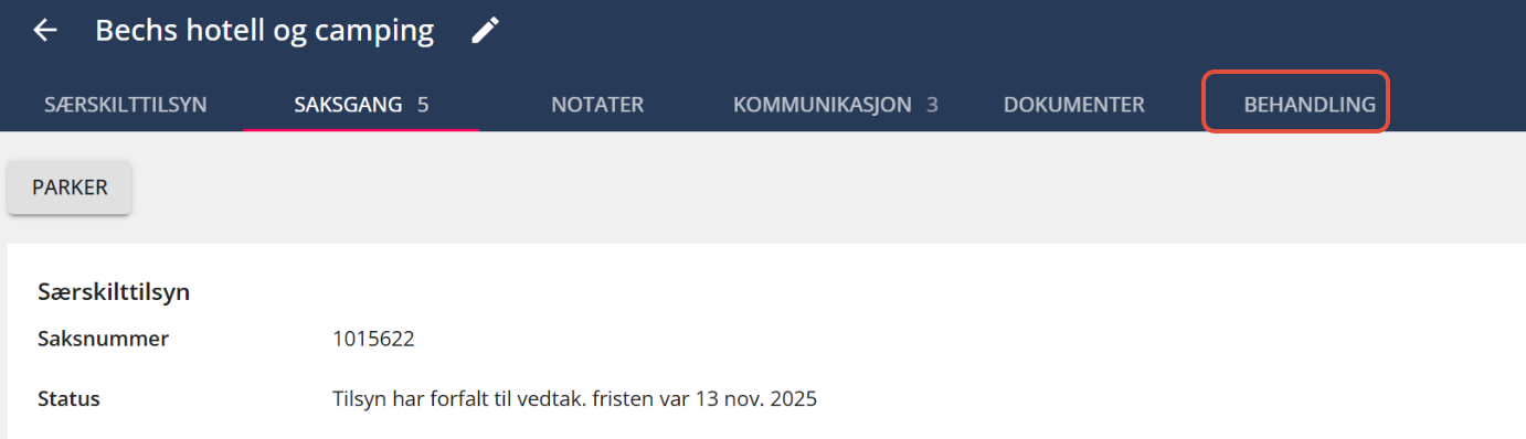 Bildetekst: Gå til fanen behandling