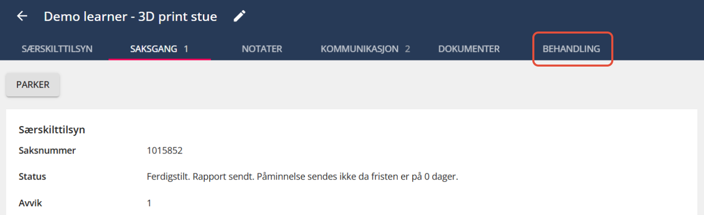 Bildetekst: Gå til fanen behandling