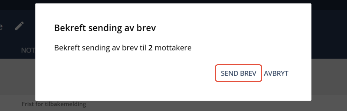 Bildetekst: Bekreft sending av brev
