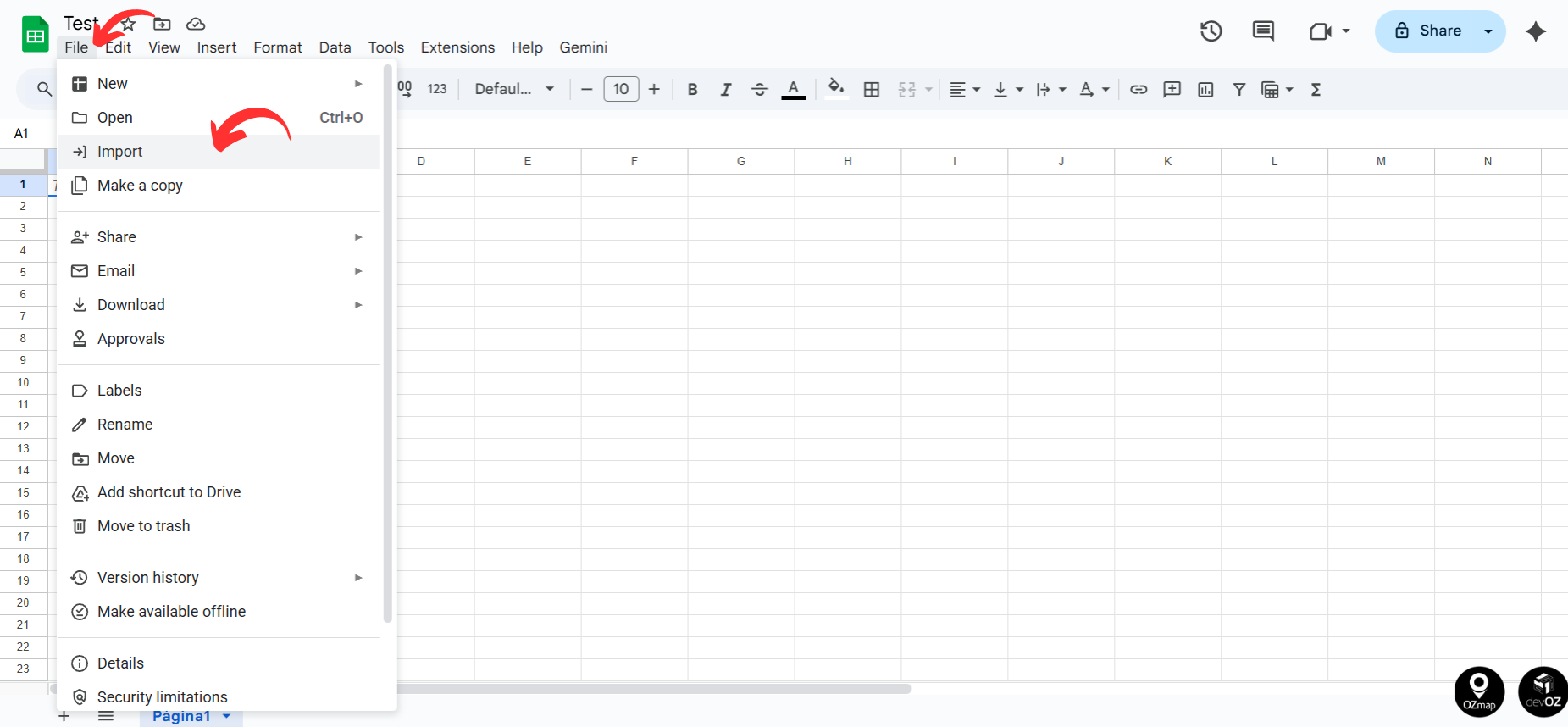Importing a New File into Google Sheets