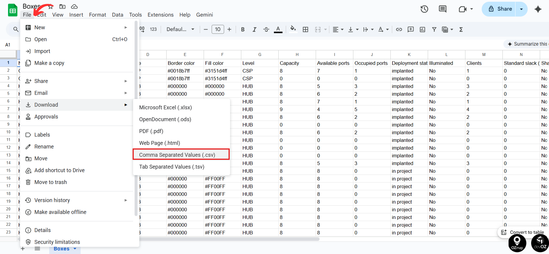 Saving a Google Sheets File as CSV