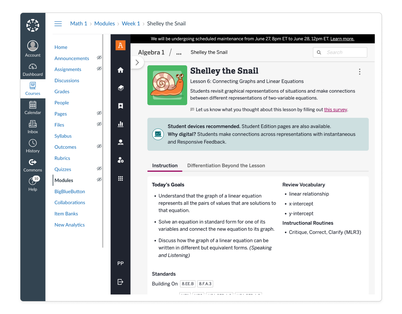 On the Canvas Courses Modules screen, the imported program content from Amplify displays.