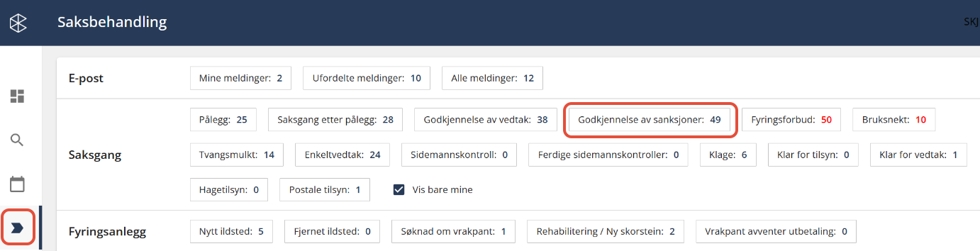 Bildetekst: Gå til "Godkjennelse av sanksjoner"