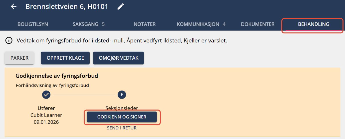 Bildetekst: Godkjenne og signer fra seksjonsleder