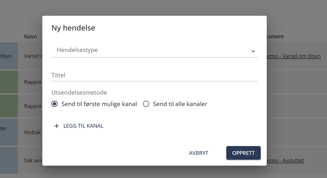 Bildetekst: Ny hendelse vindu