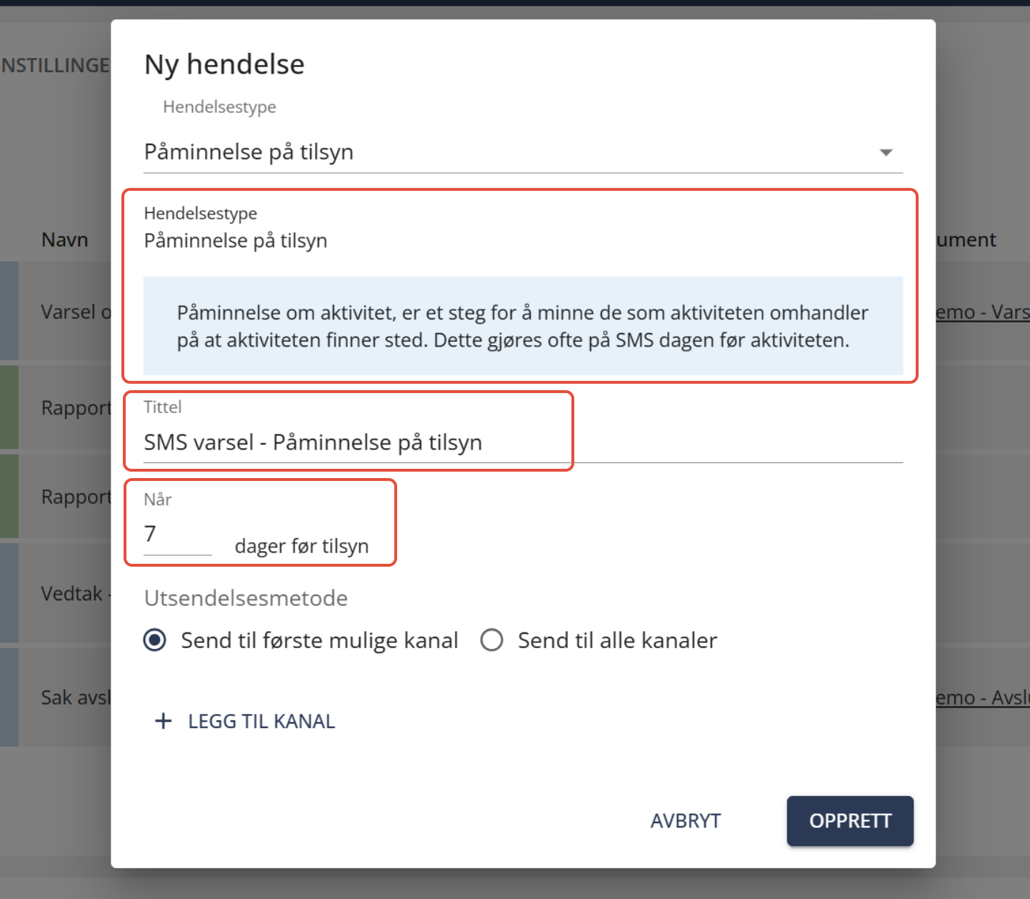 Bildetekst: Fyll inn informasjon som tittel og når varsel skal gå ut.