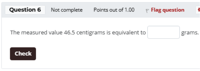 Question with a button in the bottom that says "Check"