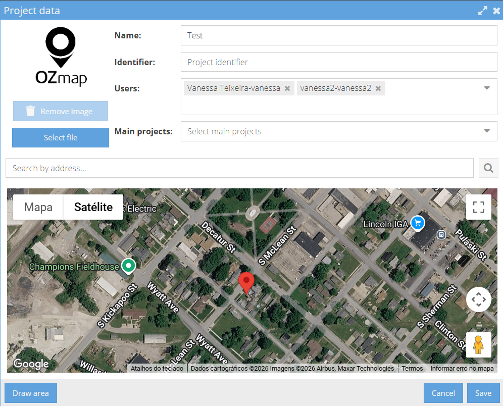 creating a project in ozmap