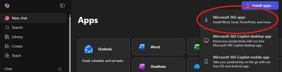 Microsoft 365 Apps Install Screen