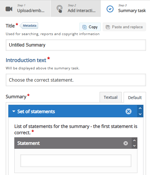 Summary Task contextual menu