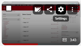 In Panopto, the Settings button resembles a gear icon