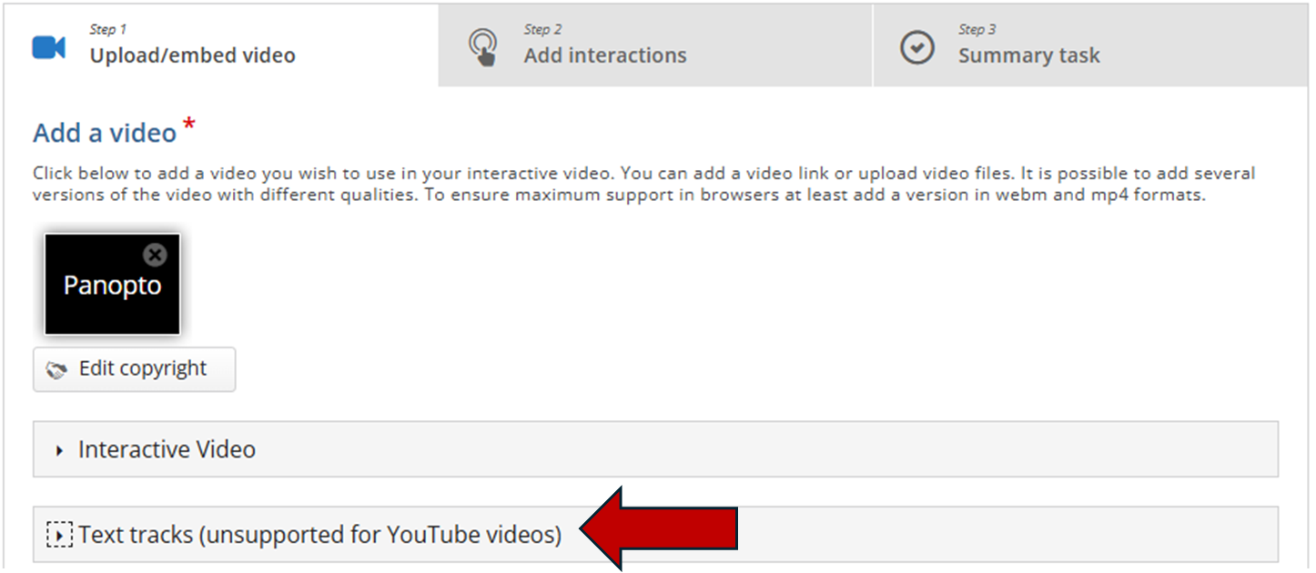 Text Tracks (unsupported for YouTube videos)