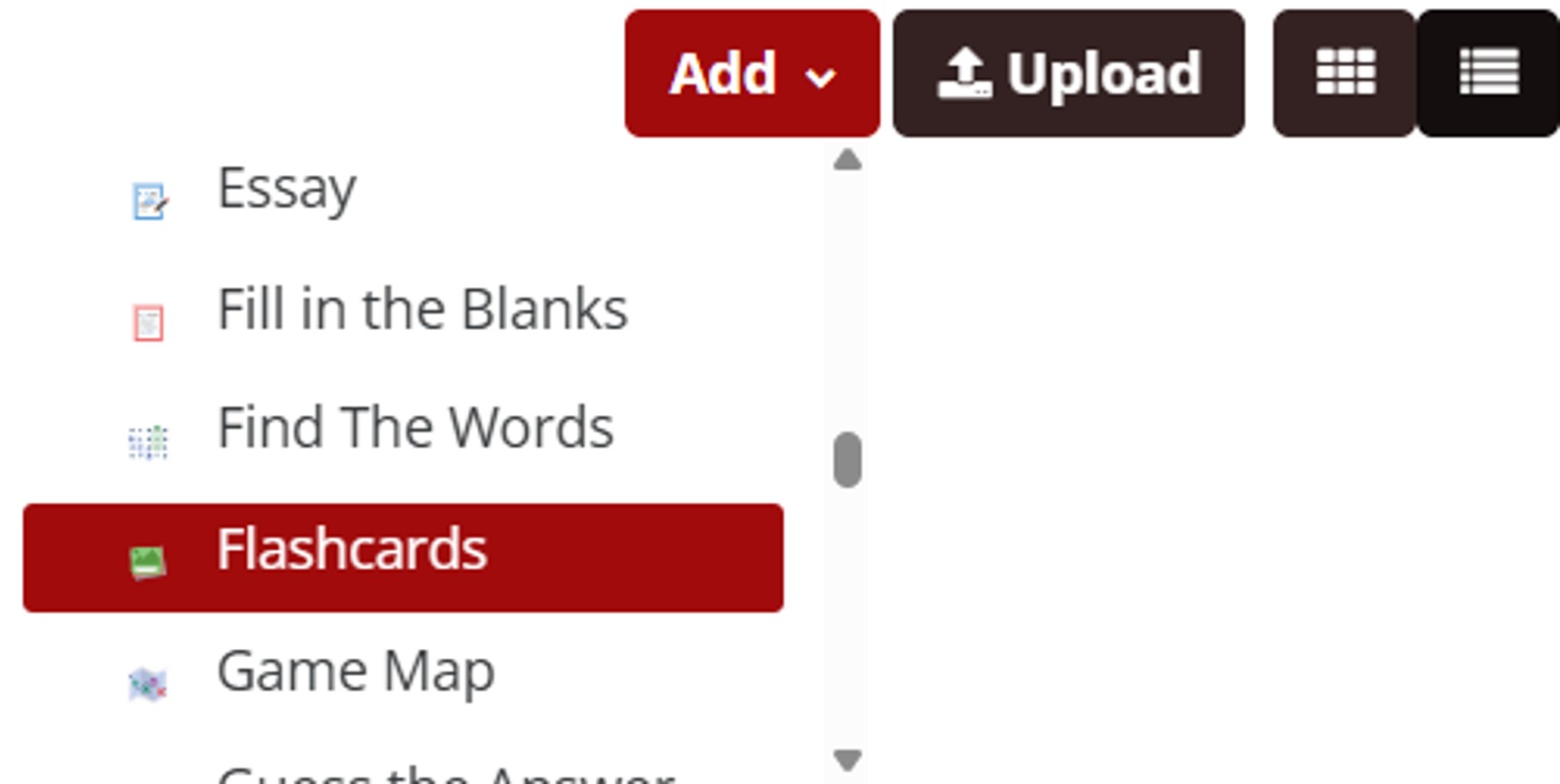 Click Add, then Flashcards