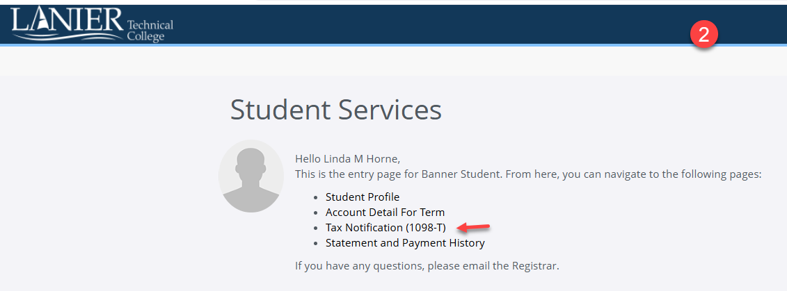 Image 2 Student Services click link for Tax Notification