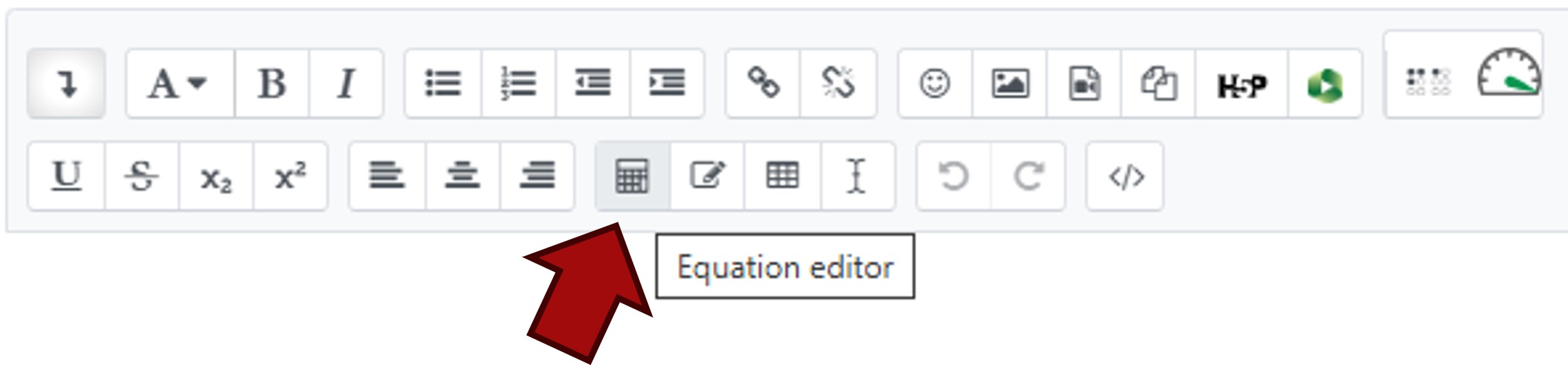 Moodle Text Box with Equation Editor button indicated