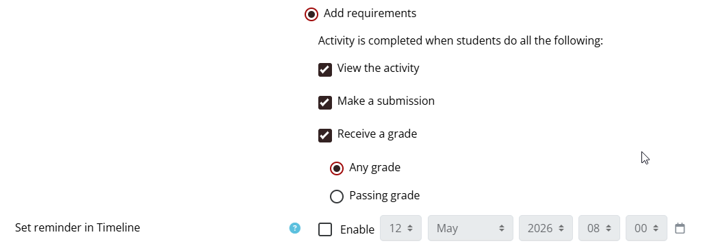 Add requirements options