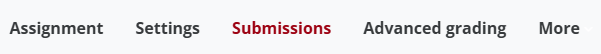 Contextual menu with the Submissions tab selected