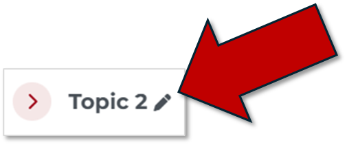 Pencil icon indicated next to a Moodle course section name