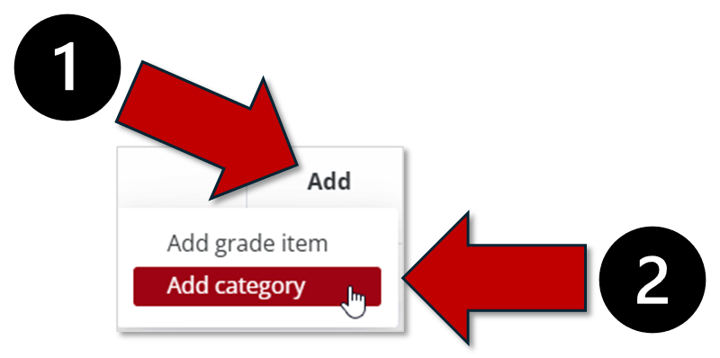 Add menu opened with Add category option selected