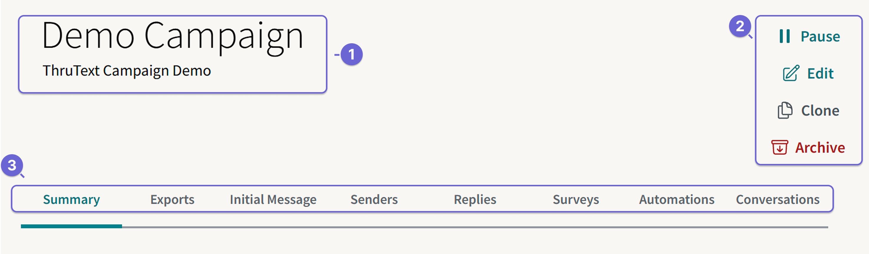 Screenshot of the ThruText Campaign Details section