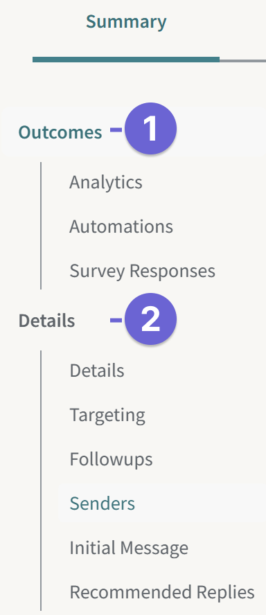 Screenshot of the Outcomes and Details view within the Summary tab