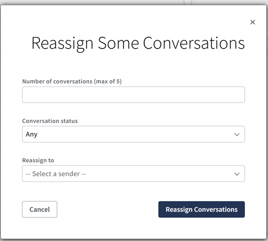 Screenshot of the single Reassign Some Conversations window