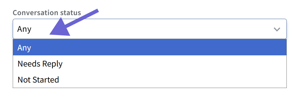 Screenshot of the conversation status 