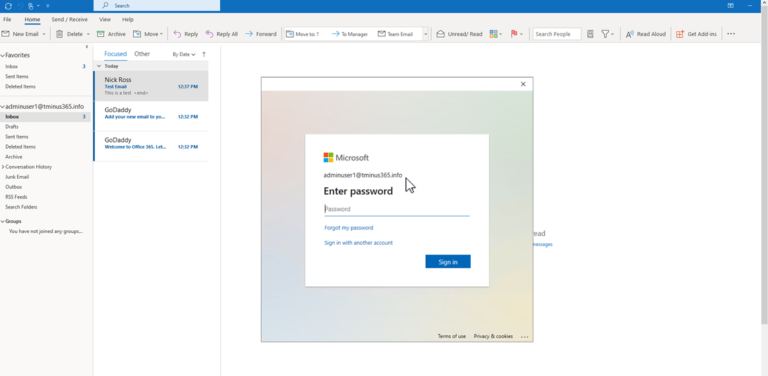 Outlook password prompt