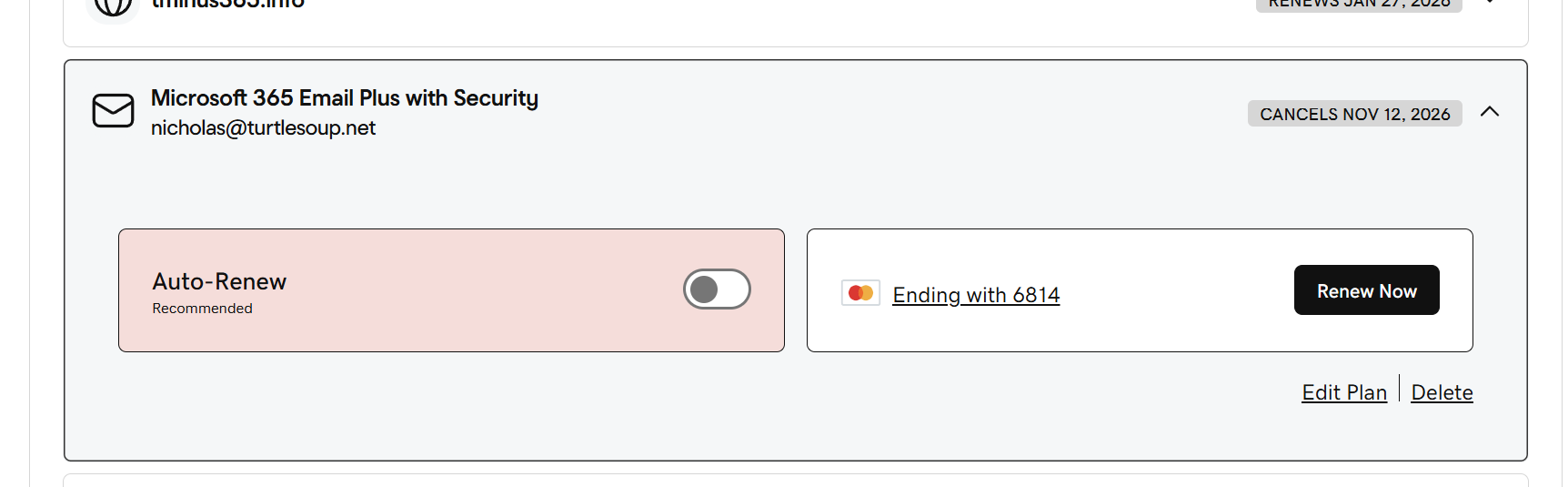 Cancel renewal in GoDaddy