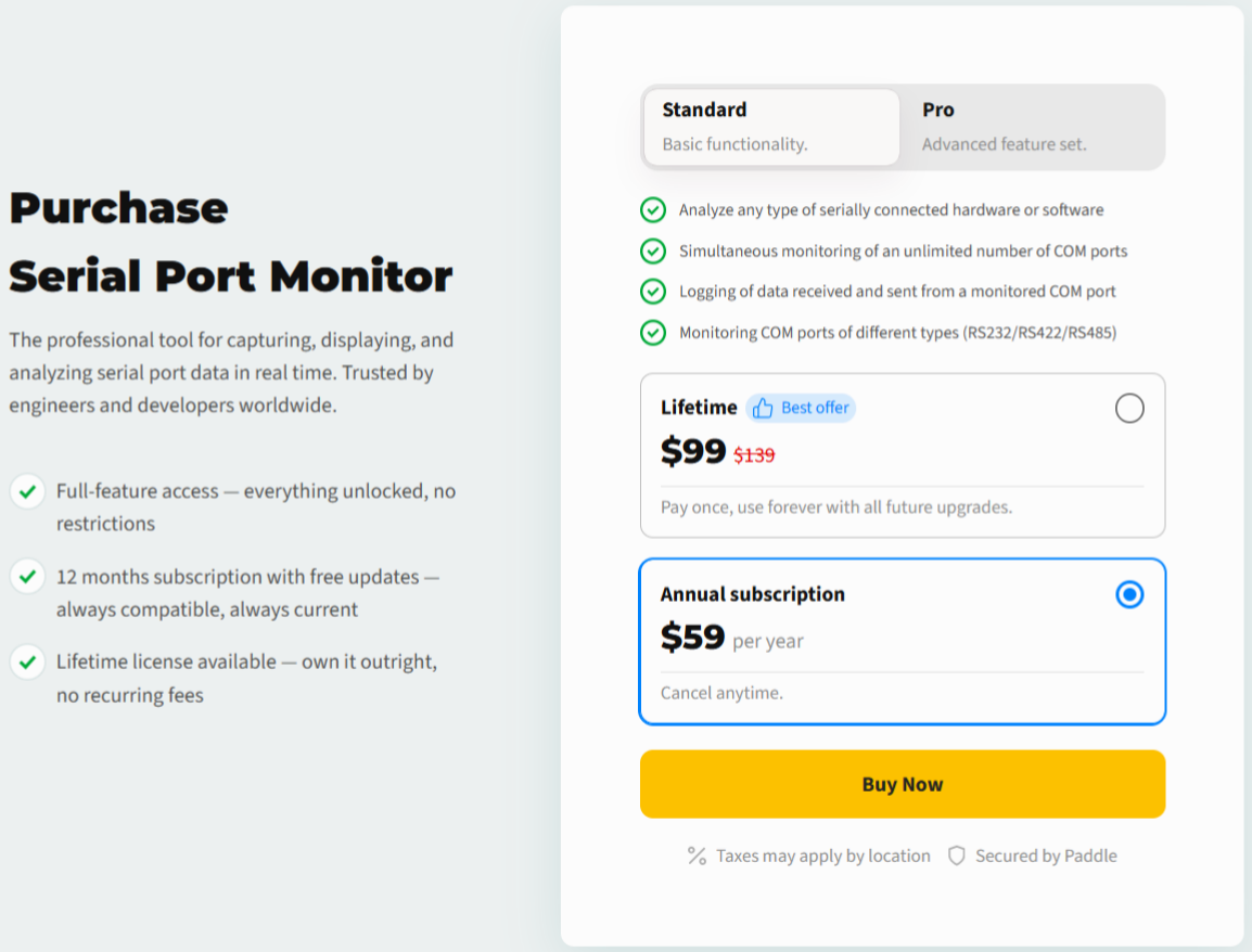 Subscription plan selection
