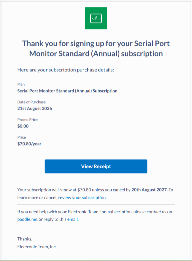 Review your subscription link