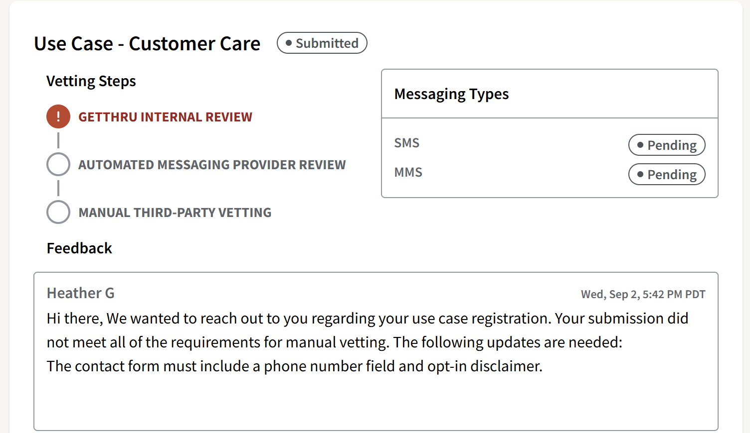 GetThru rejected use case