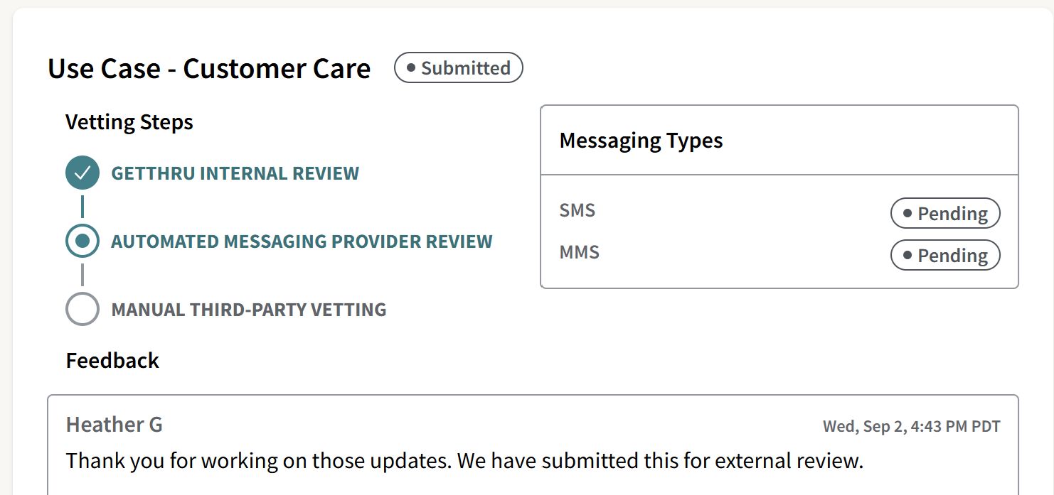 Messaging provider under review use case