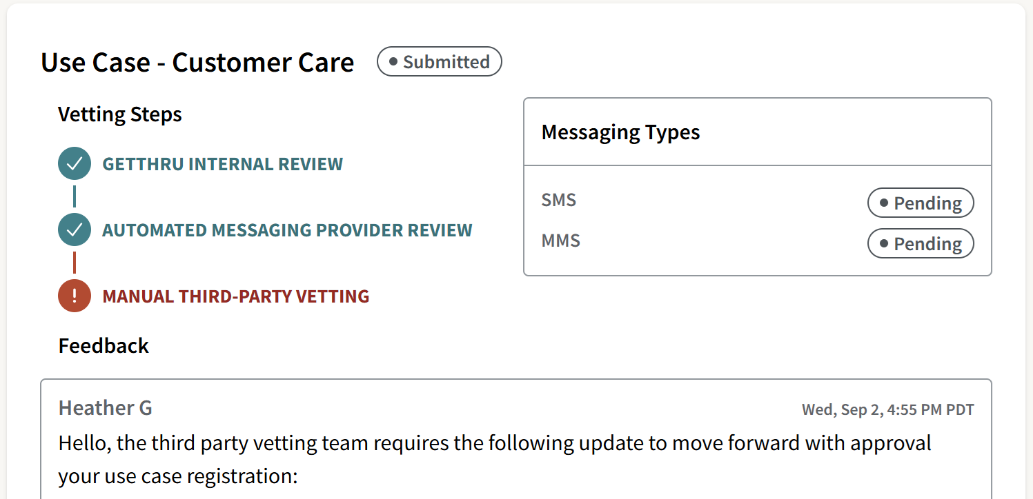 Manual vetting rejected use case