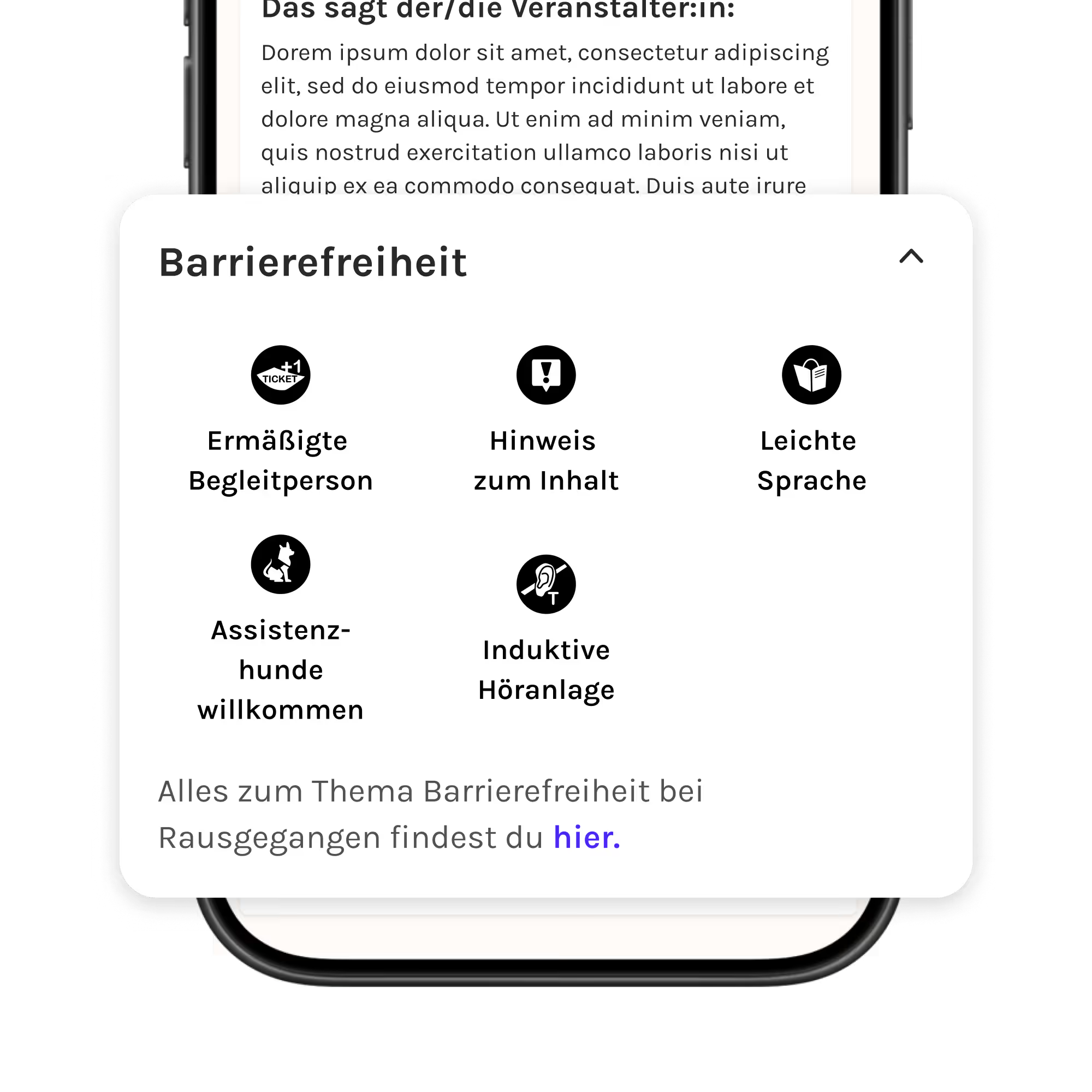 Beispiel zu Barrierefreiheit Infos bei Events