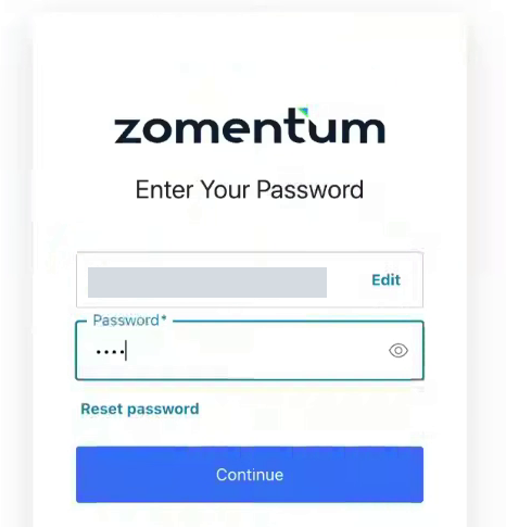 Sign in with the intended Zomentum account