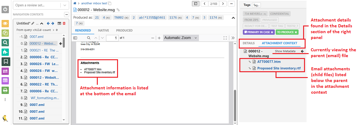 Attachment context information