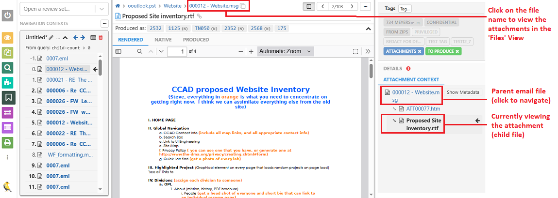 Click on an attachment in the attachment context to view it